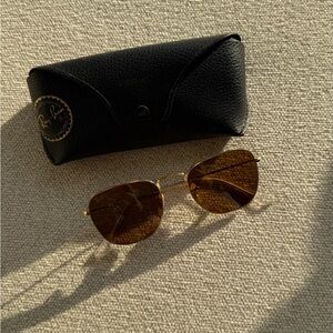 Ray-Ban Gold and Brown Sunglasses with Black Case